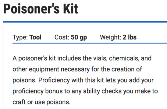 Poisoner's Kit text.