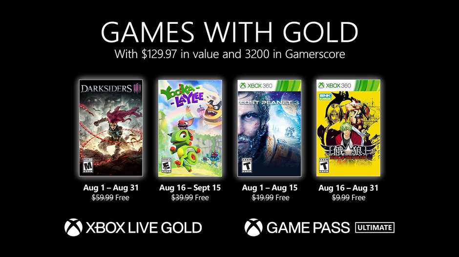 Xbox Games With Gold August 2021